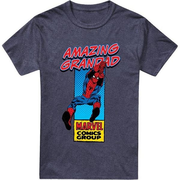 Marvel Comics - Maglietta "Amazing Grandad"" Da Uomo, Screziata TV23900 (M) (Blu Navy Screziato)"-image