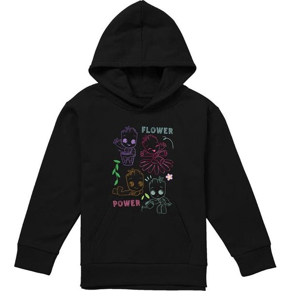 Guardiani Della Galassia - Felpa Con Cappuccio "Groot Flowers"" Per Bambini, Pullover TV24031 (152-158) (Nero)"-image