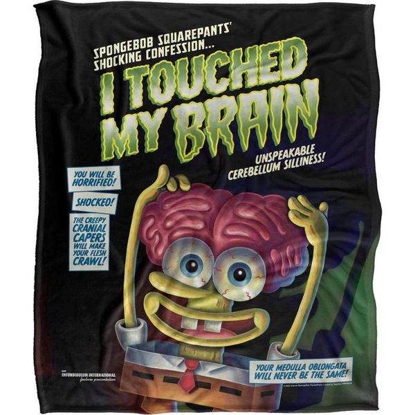 Spongebob Squarepants - Coperta "Toccami Il Cervello"", Setosa, Supermorbida TV24069 (Taglia Unica) (Colorato)"-image