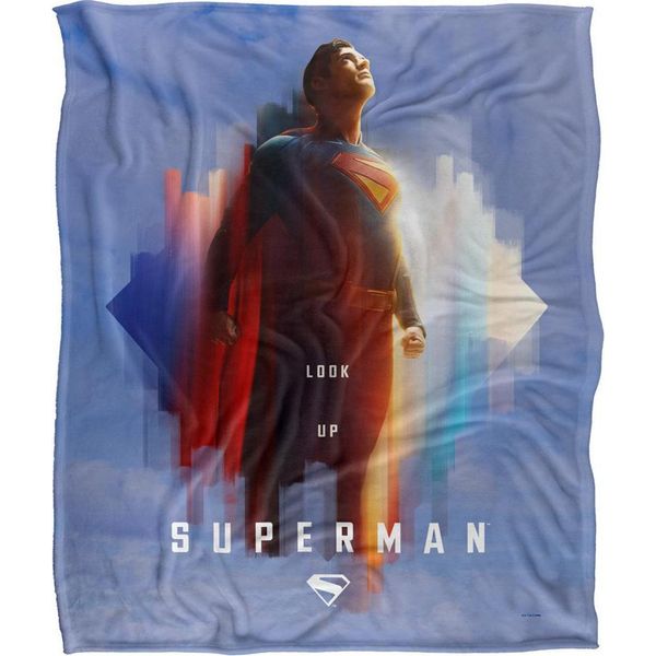 Superman - Coperta Con Scudo "Lookup"", Setosa, Supermorbida TV23986 (Taglia Unica) (Blu/Colore)"-image