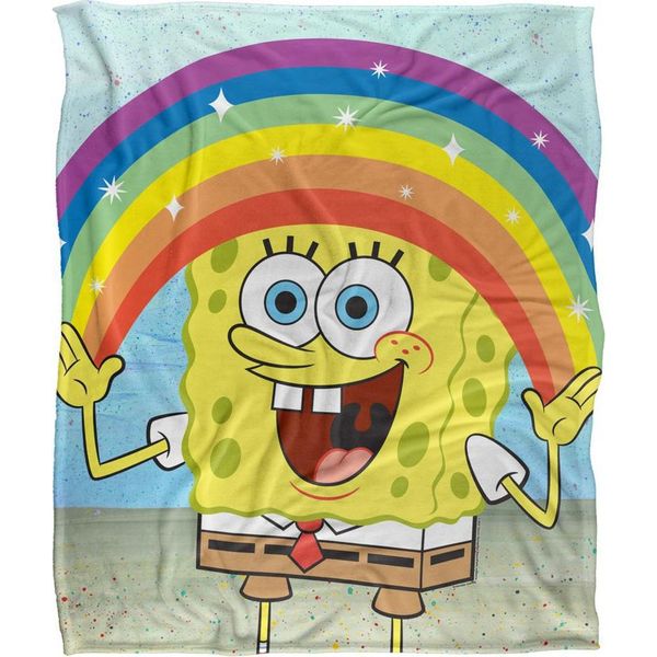 Spongebob Squarepants - Coperta Arcobaleno, Setosa, Morbidissima TV24085 (Taglia Unica) (Colorata)-image