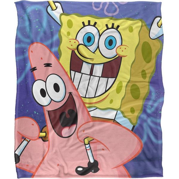 Spongebob Squarepants - Coperta A Taglio Corto, Setosa, Supermorbida TV24079 (Taglia Unica) (Colorato)-image