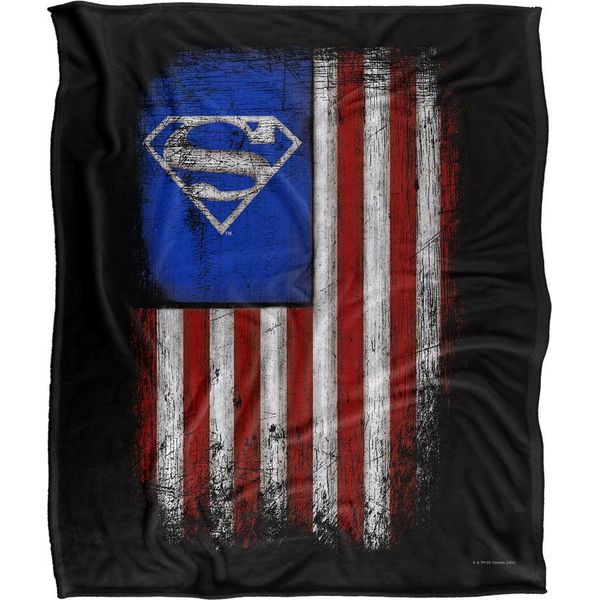 Superman - Coperta Old Glory Crest, Setosa E Morbida TV24094 (Taglia Unica) (Nero/Bianco/Rosso)-image