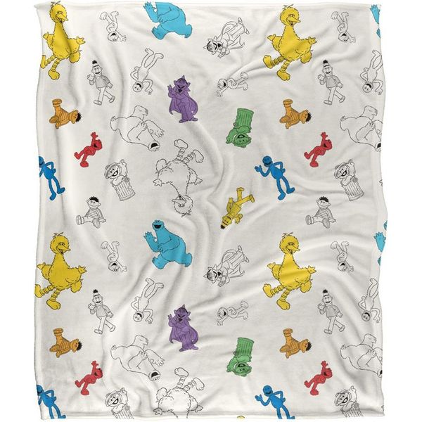 Sesame Street - Coperta Con Collage Di Personaggi, Setosa E Morbida TV24279 (Taglia Unica) (Multicolore)-image