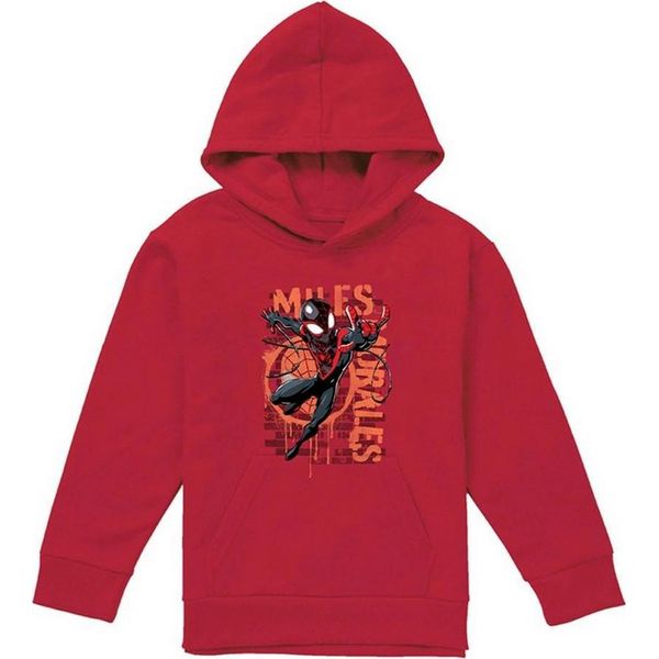 Spider-Man: Miles Morales - Felpa Con Cappuccio Per Bambini, Pullover TV24223 (116) (Rosso)-image