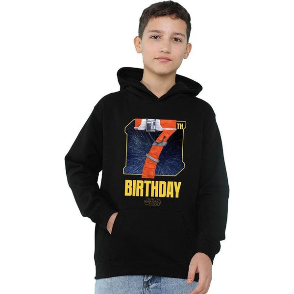 Star Wars - Maglia Con Cappuccio "Xwing Pilot"" Per Bambini, 7° Compleanno TV24433 (116) (Nero)"-image