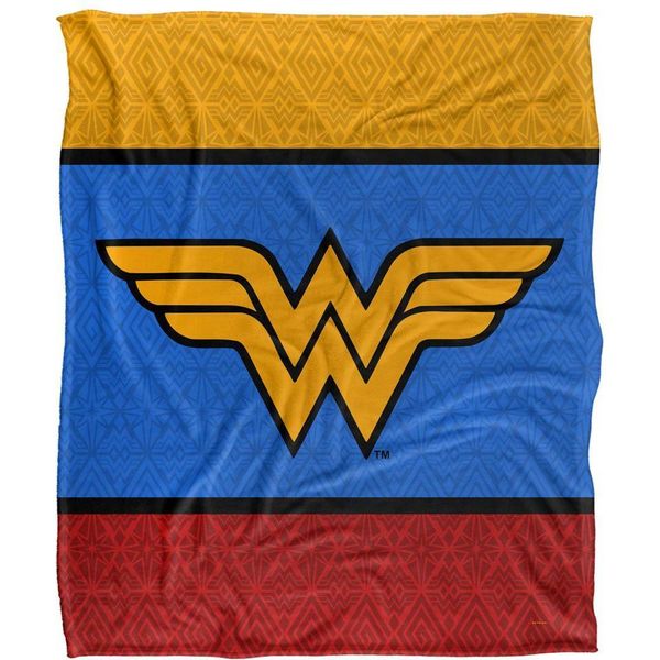Wonder Woman - Coperta Con Logo Tricolore, Setosa E Morbida TV24329 (Taglia Unica) (Blu/Giallo/Rosso)-image