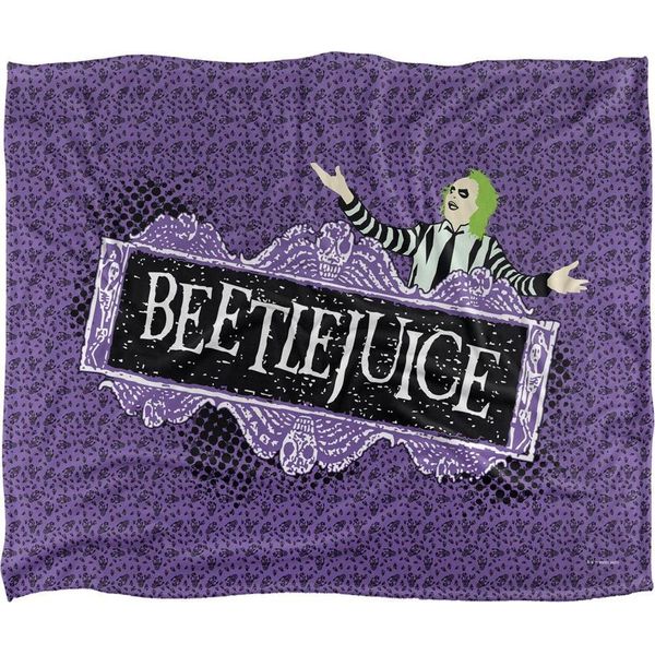 Beetlejuice - Coperta Con Logo, Setosa E Morbida TV24710 (Taglia Unica) (Viola/Nero)-image