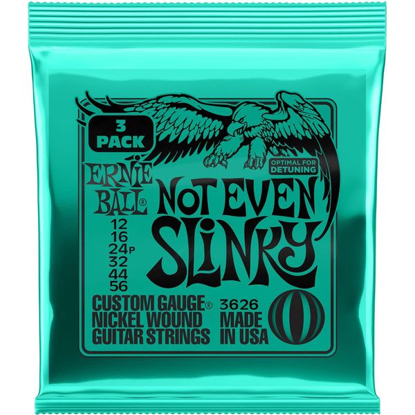 Corde Per Chitarra Elettrica Ernie Ball Not Even Slinky Nickel Wound, Confezione Da 3, Calibro 12-56-image