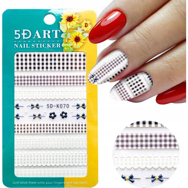 5D Adesivi Nail Art Motivo A Scacchiera-image