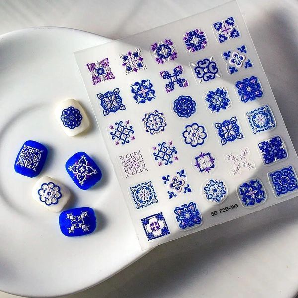Adesivi Per Unghie 3D Autoadesivi Con Motivo Convesso Mandala Porzellan-image