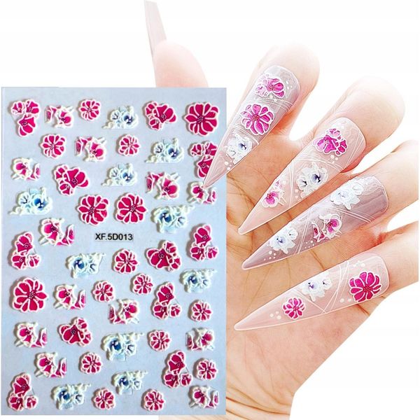 Adesivi Nail Art 5D Con Motivo Floreale-image
