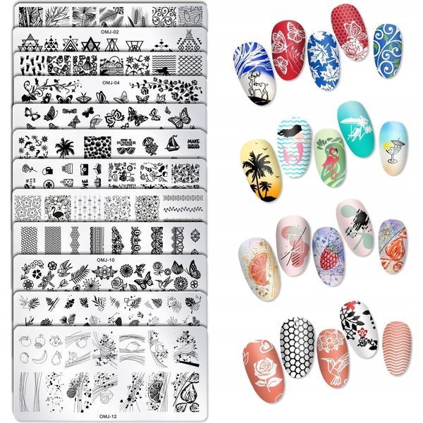 Set Con 12 Piastre Per Nail Art-image