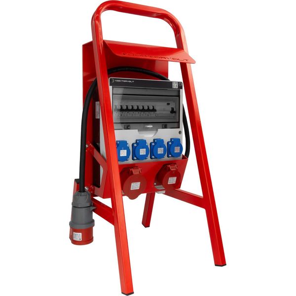 Distributore Di Corrente Da Cantiere 16A 32A Cee 4X230V E Supporto Con Tetto TGD-S/FI Con Spina E Cavo Distributore Di Corrente A Parete Con Fusibili Vde Doktorvolt DV-6074-D-image