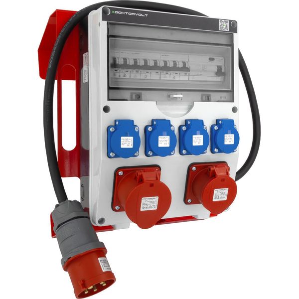 Distributore Di Corrente Da Cantiere 16A 32A Cee 4X230V Con Supporto A Sospensione E Spina Con Cavo TGD-S/FI Distributore Di Corrente A Parete Con Fusibili Vde Doktorvolt DV-6067-D-image