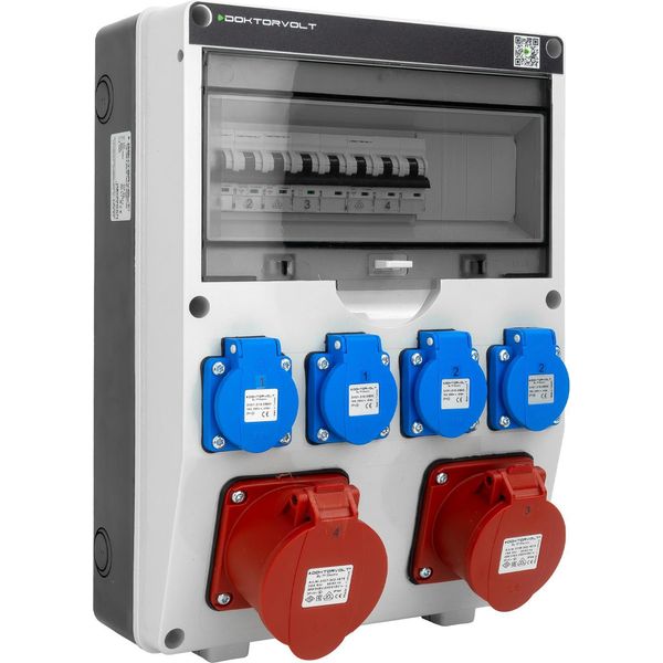 Quadro Di Distribuzione Elettrica Da Cantiere 32A 16A Cee 4X230V Con Interruttore Ls TGD-S Quadro Di Distribuzione Elettrica Quadro Di Distribuzione A Parete Doktorvolt DV-6036-D-image