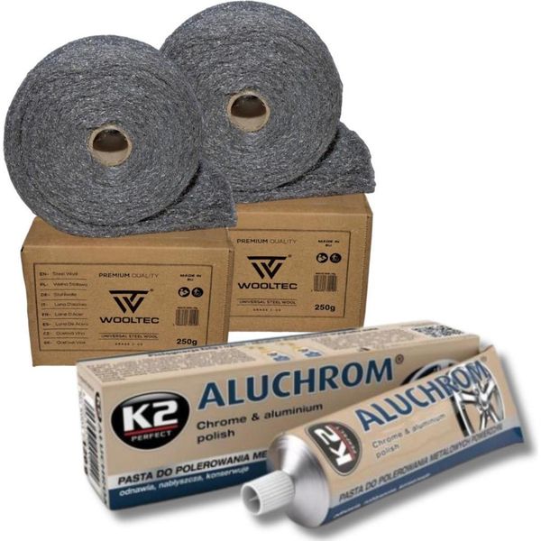Set Per La Lucidatura Di Cromo E Alluminio Lana D'acciaio 500G + K2 Aluchrom-image