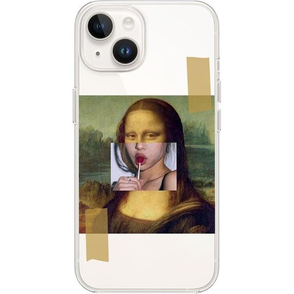 Custodia Per Iphone 14 Plus, Trasparente, Silicone Flessibile, Monna Lisa Con Lecca-Lecca-image