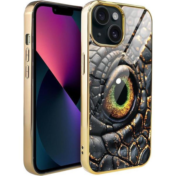 Iphone 13 Custodia In Vetro Ibizu Elite, Retro In Vetro, Amber Dragon, Oro-image