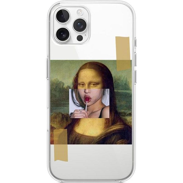Custodia Per Iphone 12 Pro Max, Trasparente, Silicone Flessibile, Monna Lisa Con Lecca-Lecca-image