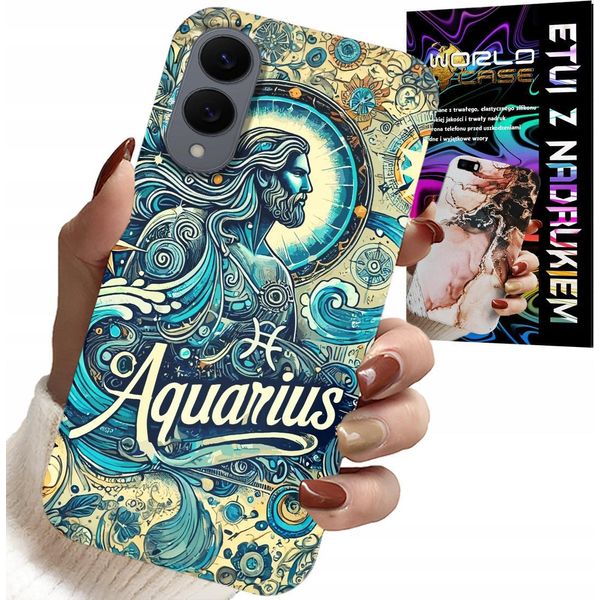 Custodia Per Samsung Galaxy S25 Edge - Segno Zodiacale, Acquario, Retro Astronomico-image