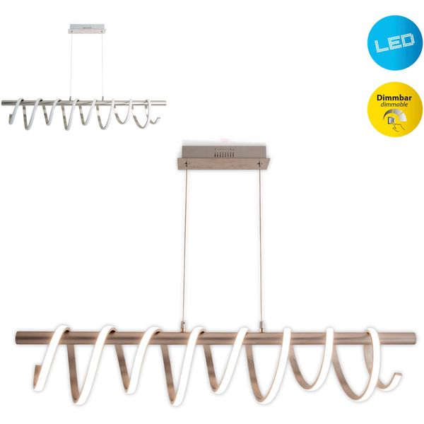 NÄVe Led Pendelleuchte "Belleza", Silber (Silberfarben), 1, 1 Stk., Leuchten, HäNgeleuchte Warmweiß, 3-Stufen-Dimmbar, 35W, L:100Cm, Silberfarben, Led Pendelleuchte-image