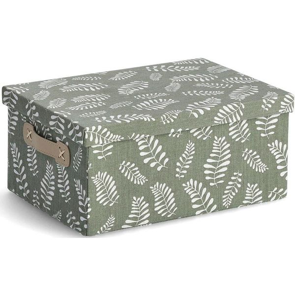 Aufbewahrungsbox Zeller Present "Leaves", GrüN (GrüN, Dekor), B:36Cm H:16,5Cm T:26Cm, Baumwolle, Aufbewahrungsboxen, Aufbewahrungsbox, Baumwollmix-image