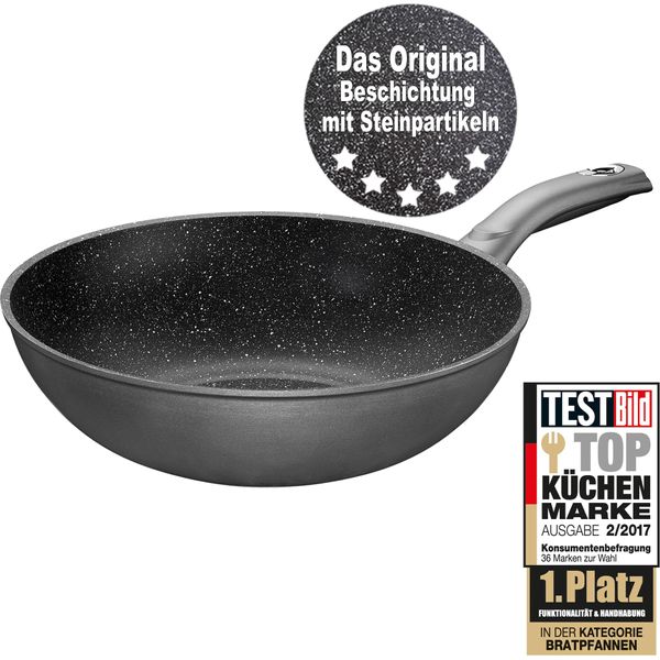 Wok Stoneline, Grau (Anthrazit), H:9,5Cm Ø:30Cm, Pfannen, Wok, Ø 30 Cm, STONELINE- Keramikbeschichtung, Induktion-image