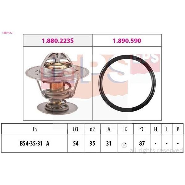 Termostato Eps Refrigerante 87 °C Per Vw Golf Iv Hatchback (1J1) Golf V Hatchback (1K1) Polo (9N) Touran (1T1, 1T2) Passat Variant (3C5) Golf Plus-image