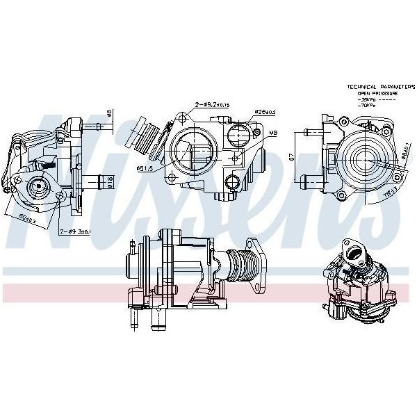 Nissens 98424 Valvola Egr Per Fiat Ducato Furgone (250, 290) Valvola Di Ricircolo Dei Gas Di Scarico-image