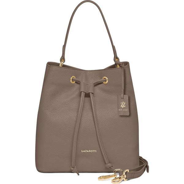 Lazarotti Pelle Borsa A Tracolla Borsa A Tracolla Bologna Leather Bucket Bag Taupe Grigio Talpa-image