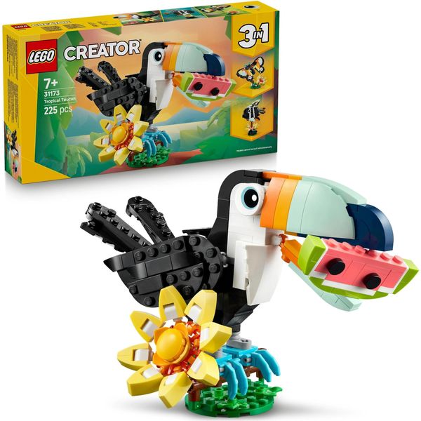 Lego Creator Wildlife: Tucano Tropicale - Gioco 3 In 1 - L'animale Lego Si Trasforma In Una Minifigure Di Farfalla O In Un Pesce - Giocattolo Creativo - Regalo Per Ragazze E Ragazzi Dai 7 Anni In Su 31173-image