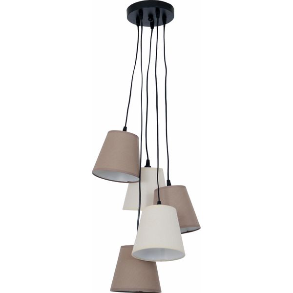 NÄVe Pendelleuchte "Boho", Beige (Beige, Braun), 5, Ø 16Cm H: 14Cm, Leuchten, E14 Max. 40W, Textil (Polyester/Cotton), Beige/Braun, D: 35Cm, Pendelleuchte-image