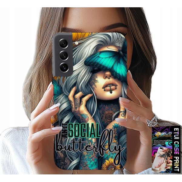 Custodia Per Samsung Galaxy S22 - Anti Social, Butterfly, Butterfly, Femminile-image