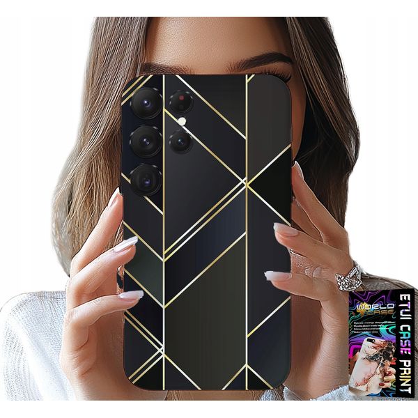 Etui Per Samsung Galaxy S22 Ultra - Telaio Oro, Design Elegante + File-image