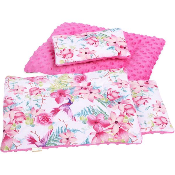 Biancheria Da Letto Per Bambole In Cotone/Minky Per La Culla Di Una Bambola Bobo - Fiori Rosa-image