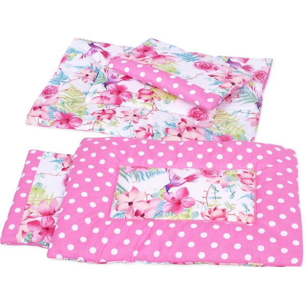 Biancheria Da Letto Per Bambole Con Applicazione Con Elefante Per La Culla Di Una Bambola Bobo - Fiori Rosa-image