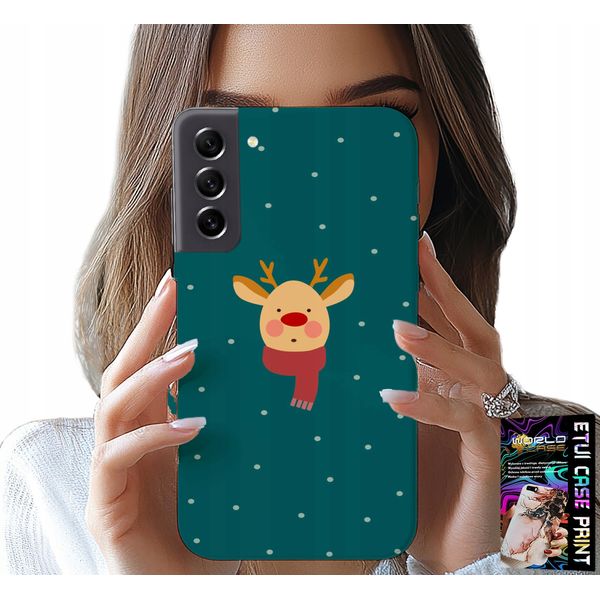 Custodia Per Samsung Galaxy S21 Fe - Renna Su Sfondo Verde Disegni Natalizi-image