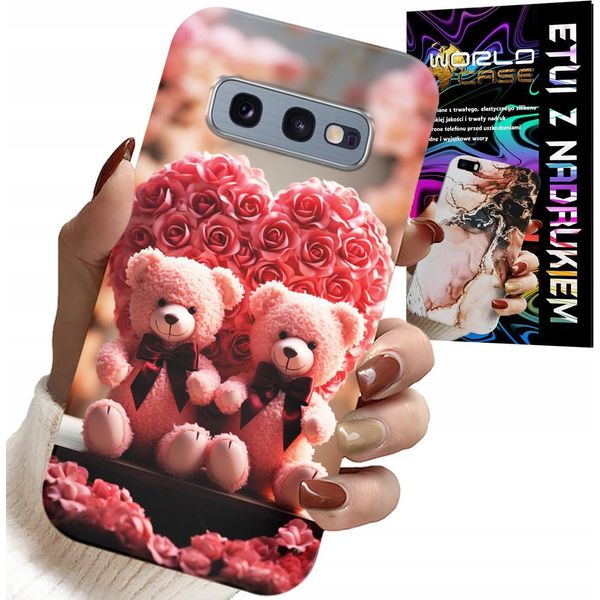 Custodia Per Samsung Galaxy S10E - Rosa Orsetto Famiglia Cuore + Lamina-image
