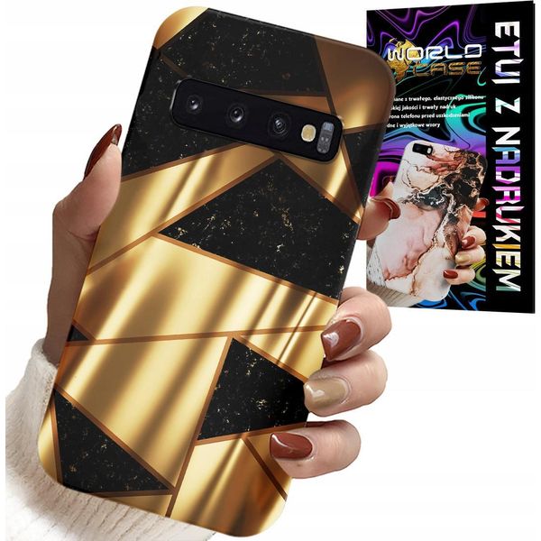 Custodia Per Samsung Galaxy S10 Plus - Design Elegante Oro + Pellicola Idro-image