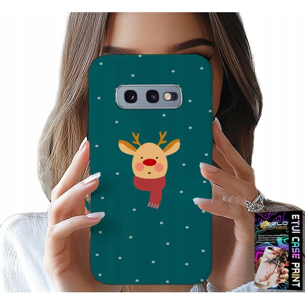 Custodia Per Samsung Galaxy S10E - Renna Su Sfondo Verde Disegni Natalizi-image