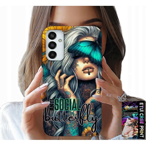 Custodia Per Samsung Galaxy M13 4G - Anti Social, Butterfly, Butterfly, Femminile-image