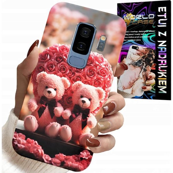 Custodia Per Samsung Galaxy S9 Plus - Rosa Orsetto Famiglia Cuore + Lamina-image