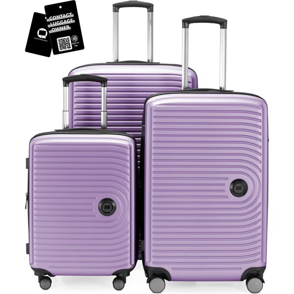 Hauptstadtkoffer Mitte - Set Di Valigie 3 Misure + Etichetta Digitale Per Bagagli, Trolley Da Viaggio Con Espansione Xl Set Di Valigie Bagaglio Da Stiva, Lilla-image