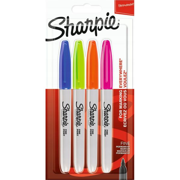 Sharpie 2065403 Marcatore Permanente Sharpie Fine "Fun"", Confezione Blister Da 4 Pz"-image
