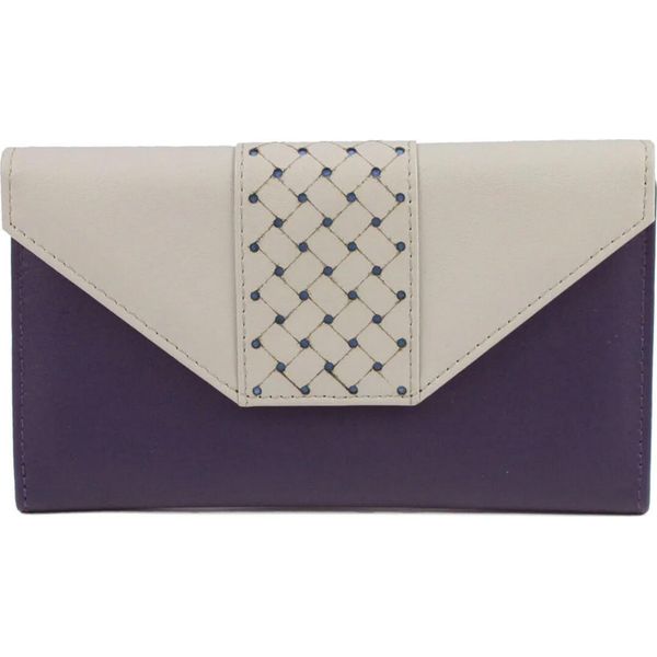 Pelle Delle Contee Orientali - Portafoglio In Pelle "Donna"" Con Inserto A Contrasto EL374 (Taglia Unica) (Viola/Avorio)"-image