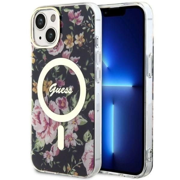 Guess Guhmp14Shcfwsk Custodia Rigida Per Iphone 14 / 15 / 136.1 Czarny/Nero Fiore Magsafe-image