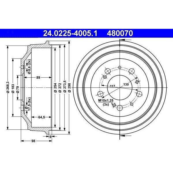 Ate 24.0225-4005.1 - Oe 4247 38 Tamburo Freno Per Ducato, Boxer-image