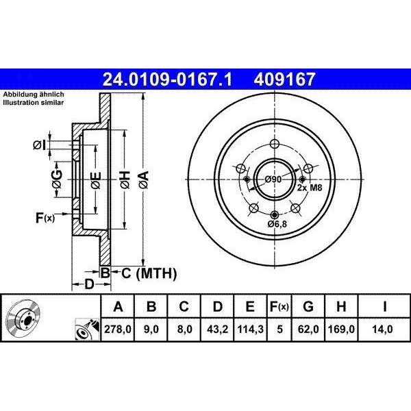 Ate 24.0109-0167.1 - Disco Freno Oe 71750932 Per Sedici-image