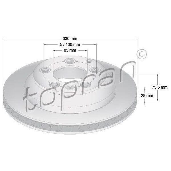 Topran 111 290 - Disco Freno Oe 7L6 615 601D, Asse Posteriore Per Q7 (4L), Cayenne (92A), Cayenne (9PA), Touareg (7L), Touareg (7P)-image
